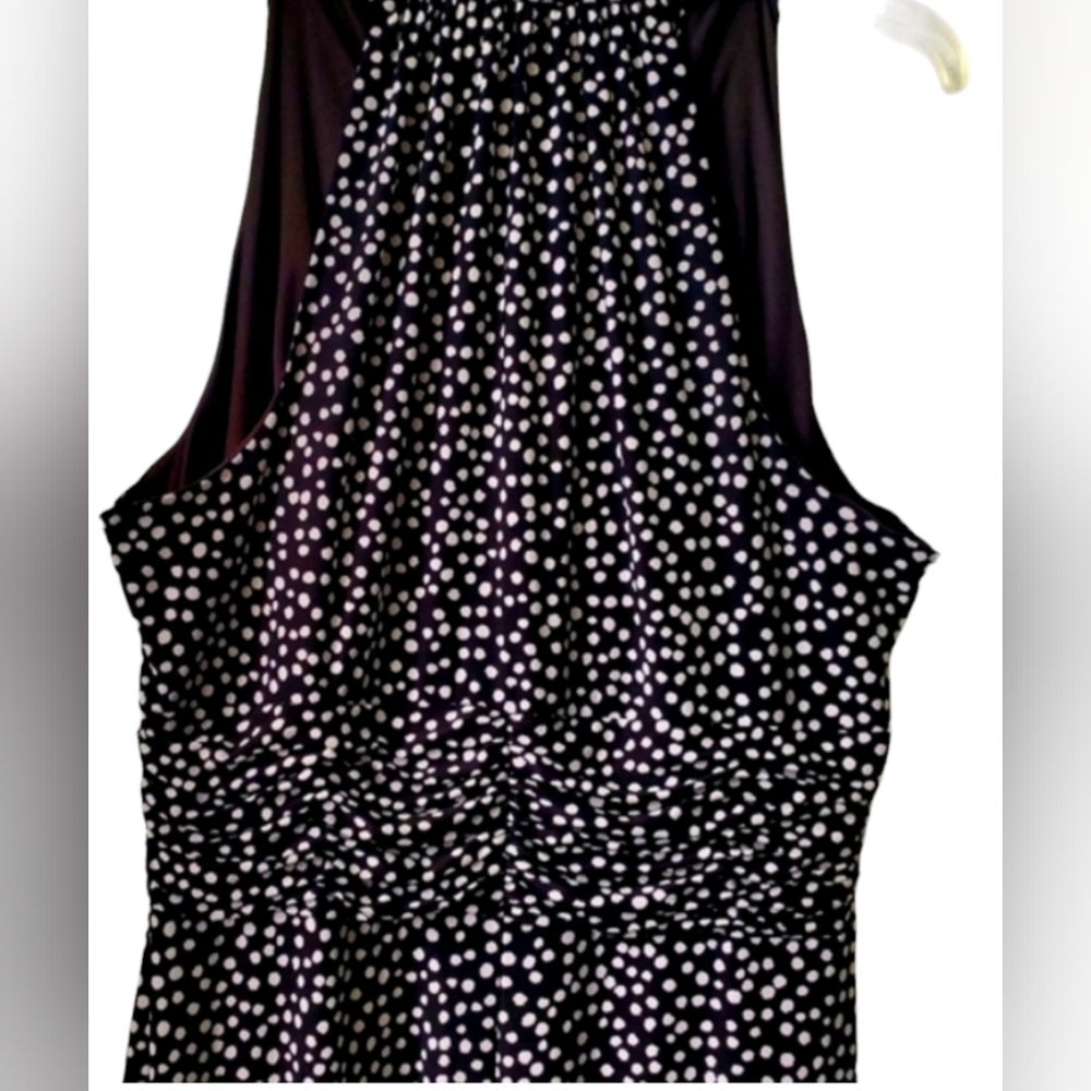🔥Evan Picone Black and White Polka Dot Halter-Like Neckline🔥 - Picture 3 of 8